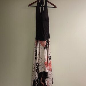 Studio Y Brown and Pink Floral High Low Dress